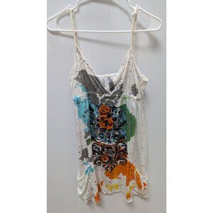 Banana Split USA White Multicolor Graphic Mini Dress